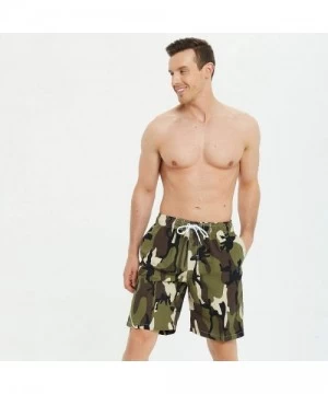 Board Shorts Mens Swim Trunks Long- Quick Dry Mens Boardshorts- 9 Inches Inseam Mens Bathing Suits with Mesh Lining - Camo Gr...