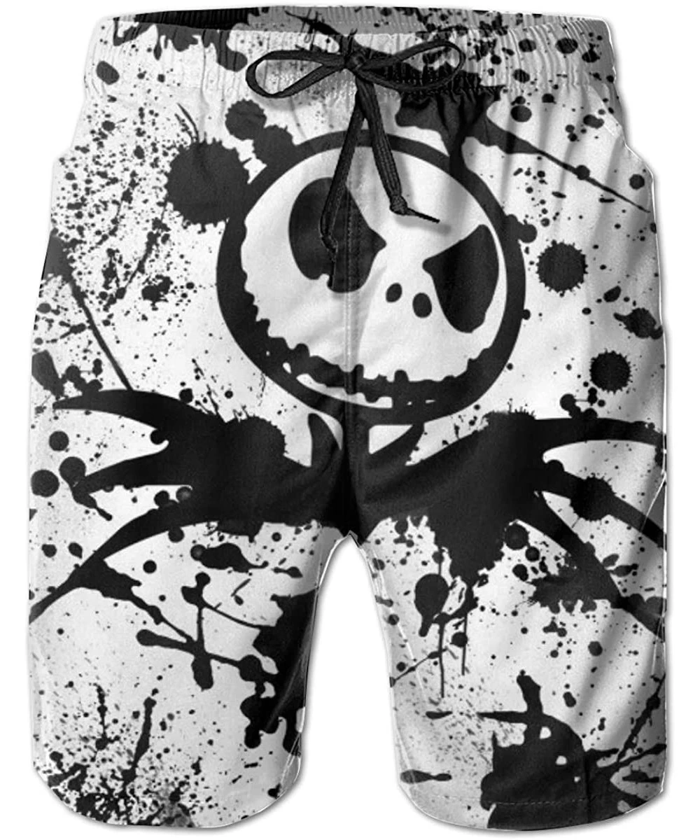 Board Shorts Mens Summer Surf Swim Trunks Quick Dry Beach Board Shorts Swimwear for Teen Boys - Jack Skellington Theme Painti...