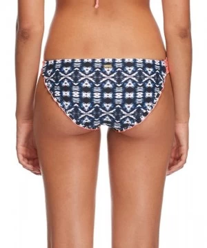 Bottoms Women's Low Rider Mid Rise Bikini Bottom Swimsuit - Aminatu Navy Print - CK18ICMT5DW