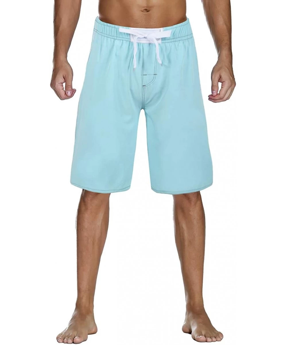 Board Shorts Men's Beachwear Board Shorts Quick Dry with Mesh Lining Swim Trunks - Blue-back Pocket - CG18N6ZX9HT