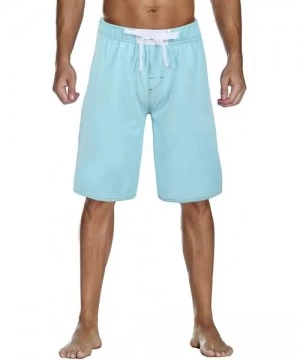 Board Shorts Men's Beachwear Board Shorts Quick Dry with Mesh Lining Swim Trunks - Blue-back Pocket - CG18N6ZX9HT