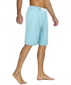 Board Shorts Men's Beachwear Board Shorts Quick Dry with Mesh Lining Swim Trunks - Blue-back Pocket - CG18N6ZX9HT