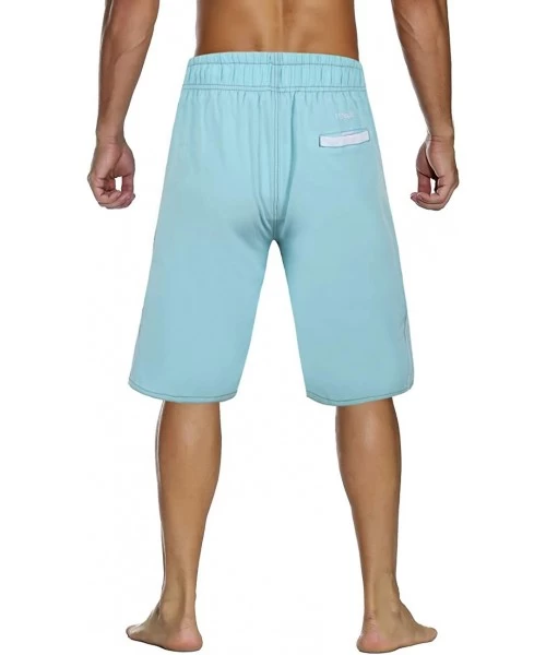 Board Shorts Men's Beachwear Board Shorts Quick Dry with Mesh Lining Swim Trunks - Blue-back Pocket - CG18N6ZX9HT