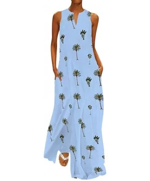 Cover-Ups Maxi Dress For Women丨deep Boho Print Dress丨womens Loose Party Dress - Blue 2 - CM18SOX5CUY