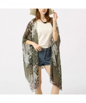 Cover-Ups Women Boho Chiffon Dress Beachwear Cardigan Bikini Cover Up Swimsuit Long Smock by ZYooh - Green - CB18DU407X0