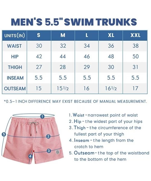 Board Shorts Mens 5" Short Swim Trunks with Mesh Lining Quick Dry Bathing Suits Swimming Shorts Swimsuit - Light Pink - CP197...