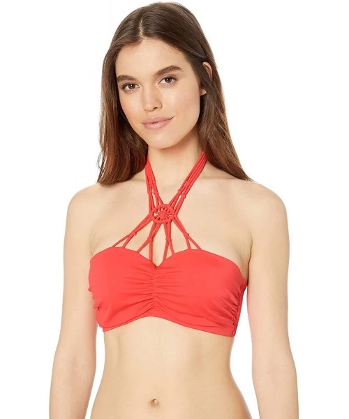 Tops Women's Macramé Molded Bandeau Underwire Bikini Top - Tropical Punch - CF18CTRCKEC