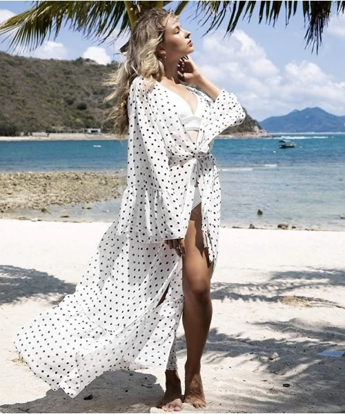 Cover-Ups Women Kimonos Cardigan Swimsuit Cover ups Sexy Vogue Long Beach Dresses - 3-white - CH190MTTX2I