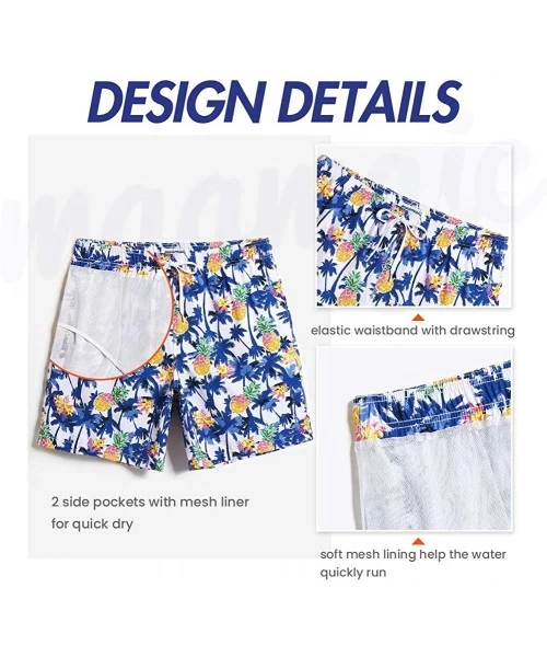 Board Shorts Mens 4 Way Stretchy Swim Trunks Swimwear Summer Board Shorts with Mesh Lining Pocket - Light Sky - CE18UY2QYGS