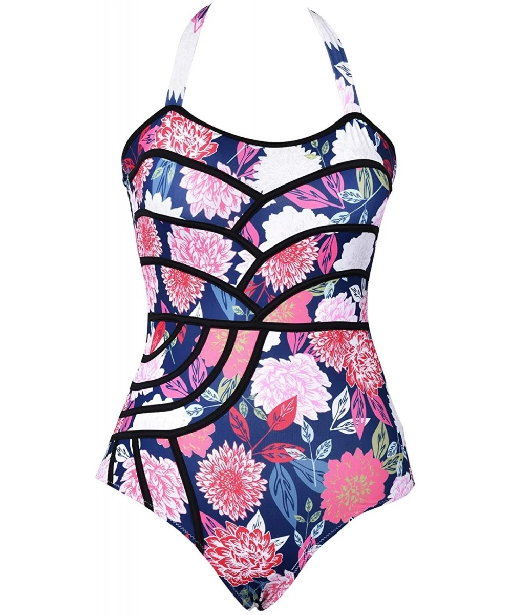 One-Pieces Women's Colourful Fireworks Print One-Piece Swimsuit Beach Swimwear - C6186LK06H3