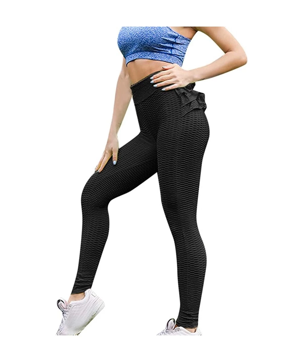 Bottoms Yoga Pants for Womens- Running Sport Gym Stretch Workout Hight Waist Snowflake Print Legging Trousers - Black2 - CI18...