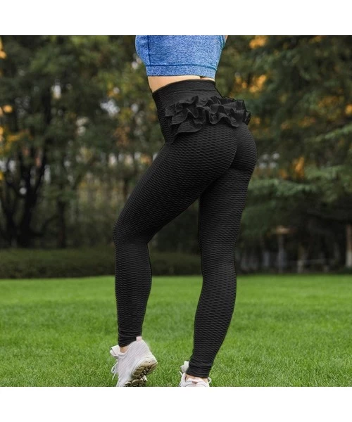 Bottoms Yoga Pants for Womens- Running Sport Gym Stretch Workout Hight Waist Snowflake Print Legging Trousers - Black2 - CI18...