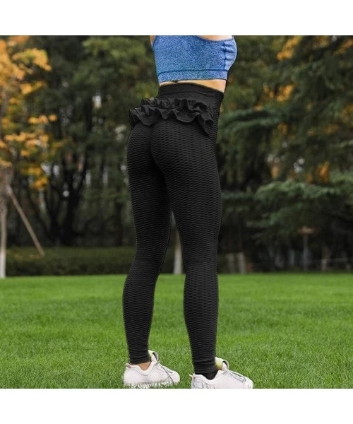 Bottoms Yoga Pants for Womens- Running Sport Gym Stretch Workout Hight Waist Snowflake Print Legging Trousers - Black2 - CI18...