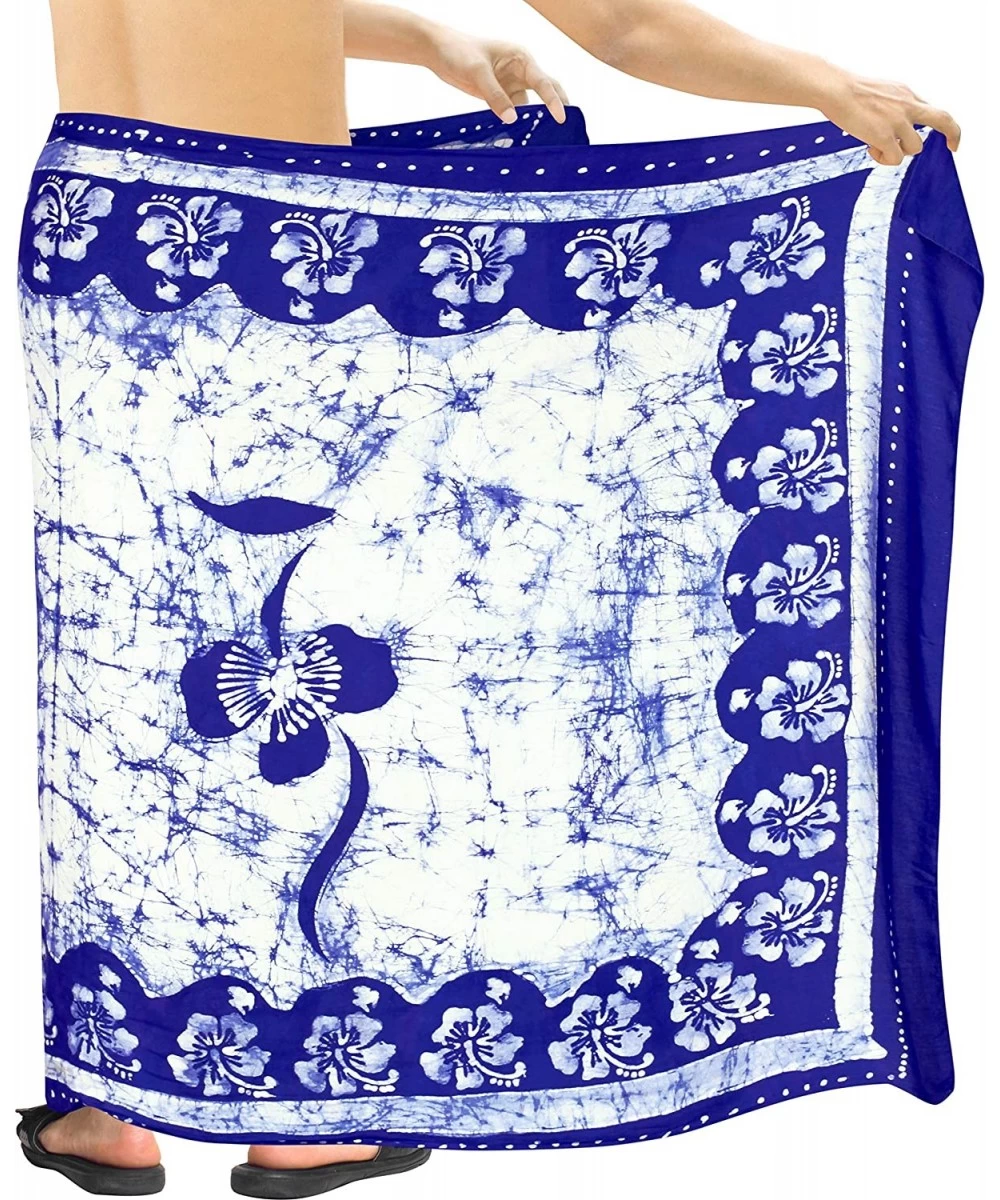 Cover-Ups Men's Loungewear Hawaii Sarongs for Men Plus Size Beach Wrap Vacation - Blue_p345 - CF12EVF7F95