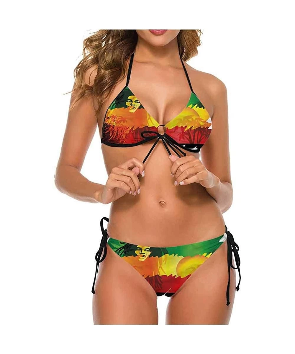 Sets Bikini Set Swimsuits Tie Side Bottom Triangle Rasta Man Sketch Portrait - Multi 05 - CE190EY4YU0