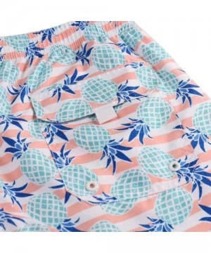 Board Shorts Men's Swim Trunks Quick Dry Beach Shorts with Mesh Lining - Pineapple-light Blue - CN18WE5O033