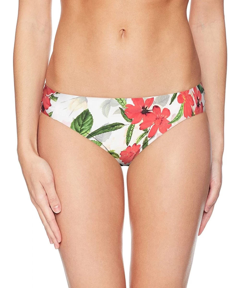 Tankinis Women's Femme Fatal Shirred Side Bikini Bottom Swimsuit - Rose Garden - C718GWHN8EC