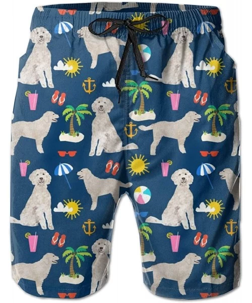 Board Shorts Goldendoodle Dog Beach Puppy Mens Summer Beachwear Sports Running Swim Board Shorts Mesh Lining - CP18TWYUW8Y