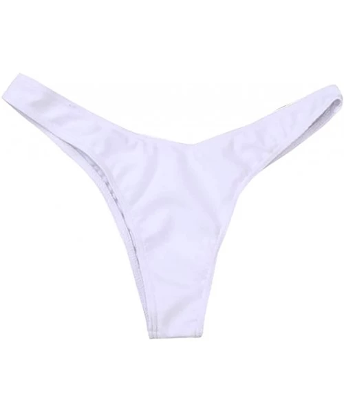 Tankinis Hot Summer Brazilian Beachwear Bikini Bottom Thong Swimwear - White - CK193Z3689Q