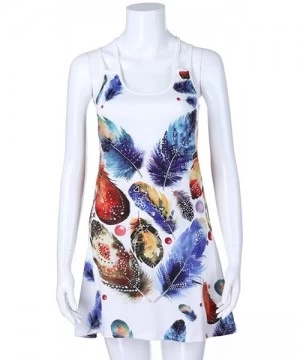 Rash Guards Summer Dresses for Women Beach 3D Butterfly Floral Print Sleeveless Vintage Bohe Tank Short Mini Dress - White-5 ...