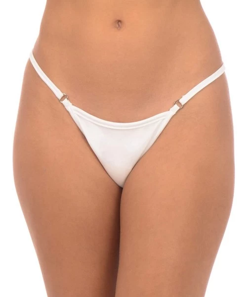 Bottoms Women's New Liquid or Shiny Thong Swimsuit Bottom - White - C2196EAH0YT