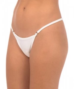 Bottoms Women's New Liquid or Shiny Thong Swimsuit Bottom - White - C2196EAH0YT