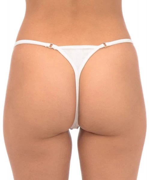 Bottoms Women's New Liquid or Shiny Thong Swimsuit Bottom - White - C2196EAH0YT