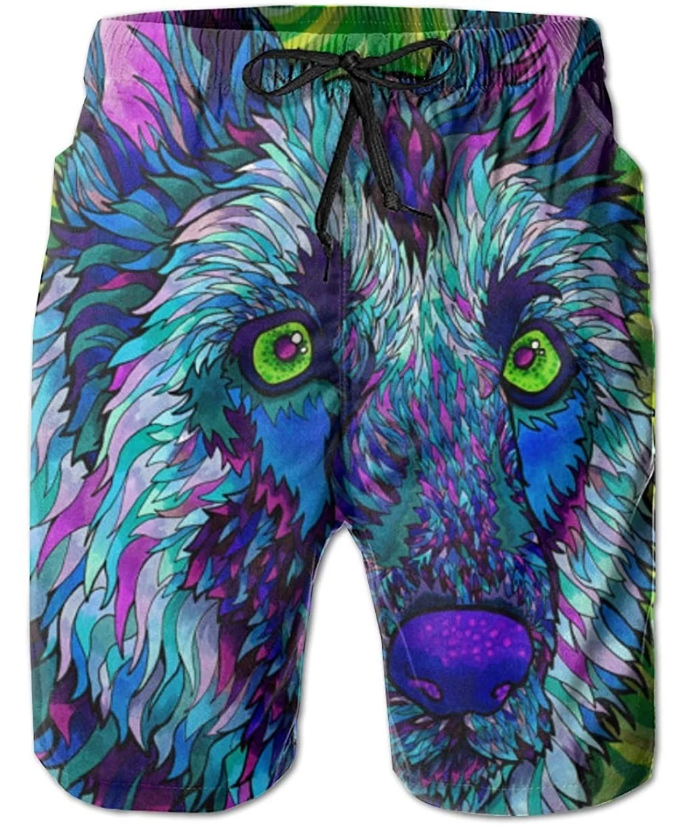 Trunks Men's Swim Trunks Quick Dry Beach Swim Shorts with Pockets Bathing Suits (Tie Dye Sea Turtle) - Tie Dye German Shepher...