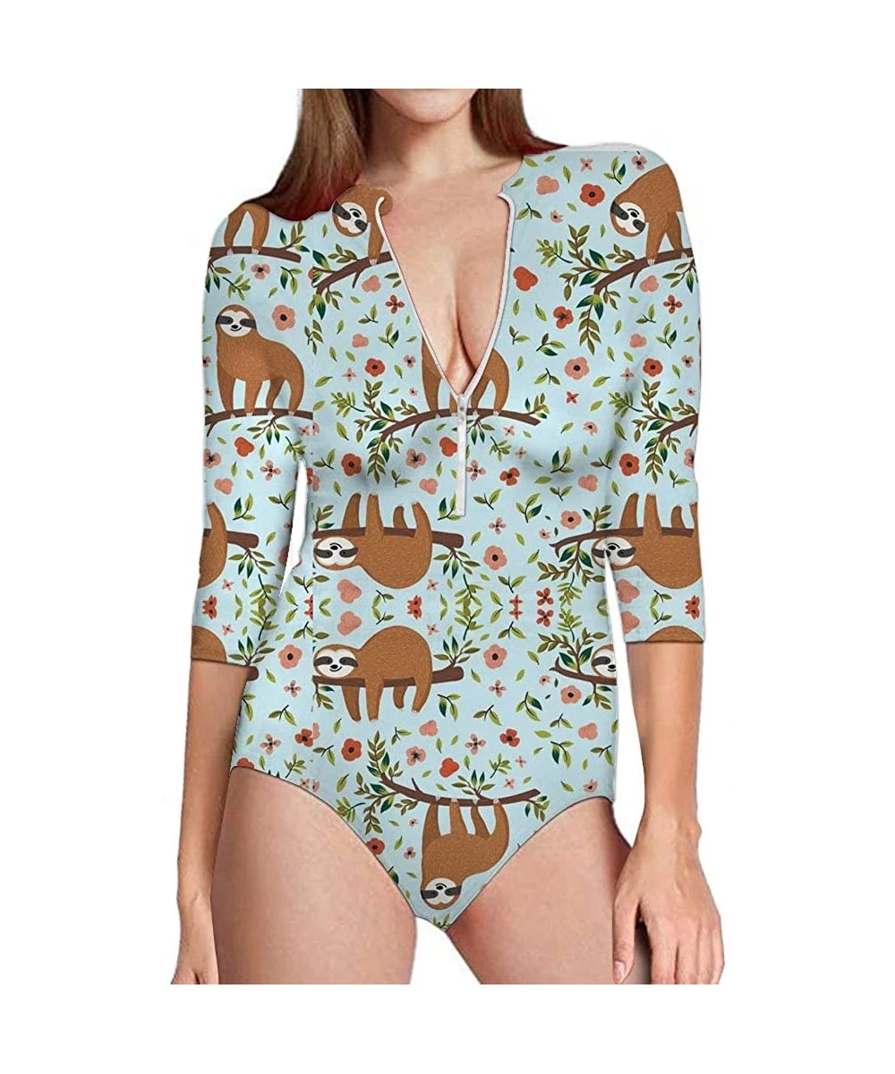 One-Pieces Cartoon Animal Floras Women's One Piece Rash Guard UV Protection Printed Surfing Swimsuit Swimwear Bathing Suit Sl...