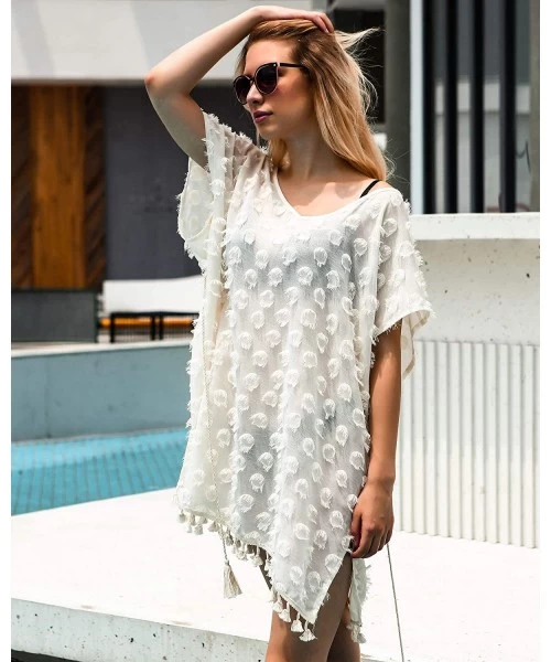 Cover-Ups Beach Coverup Cover Up Women Summer Swim Cover-up Bathing Beachwear Swimwear - Creamy-white Large - CQ18R6QO7O4