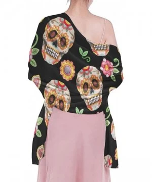 Cover-Ups Women Chiffon Scarf Sunscreen Shawl Wrap Swimsuit Cover Up Beach Sarongs - Sugar Skull Flower - CH19C4C08SQ