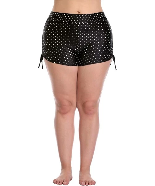 Tankinis Women Plus Size Swim Shorts Boyleg Swimsuit Bottoms Ruched Board Shorts - Polka Dot Drawstring - CD18T3YNYZC