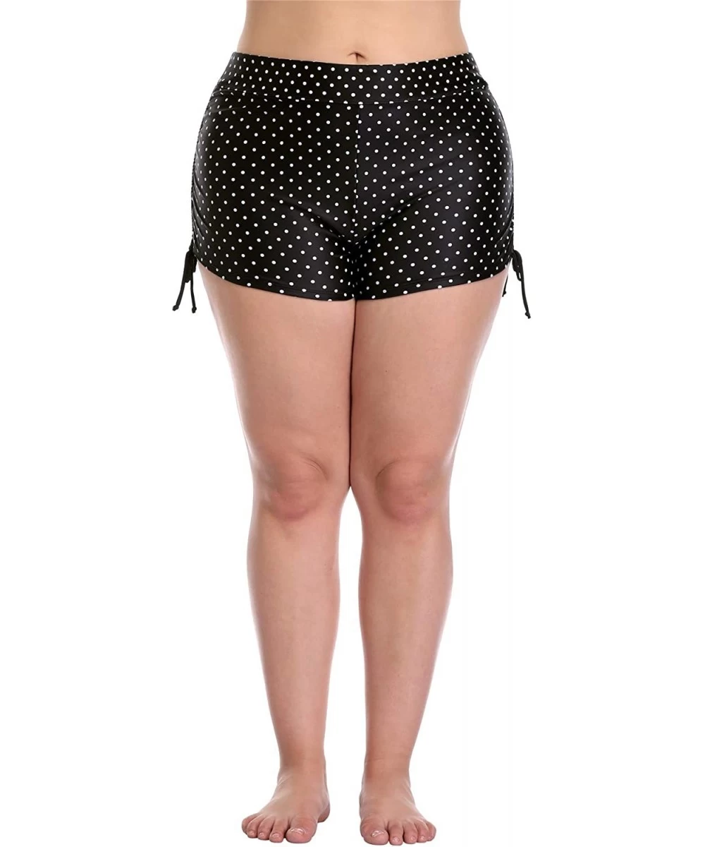 Tankinis Women Plus Size Swim Shorts Boyleg Swimsuit Bottoms Ruched Board Shorts - Polka Dot Drawstring - CD18T3YNYZC