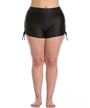 Tankinis Women Plus Size Swim Shorts Boyleg Swimsuit Bottoms Ruched Board Shorts - Polka Dot Drawstring - CD18T3YNYZC