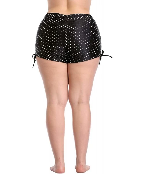 Tankinis Women Plus Size Swim Shorts Boyleg Swimsuit Bottoms Ruched Board Shorts - Polka Dot Drawstring - CD18T3YNYZC