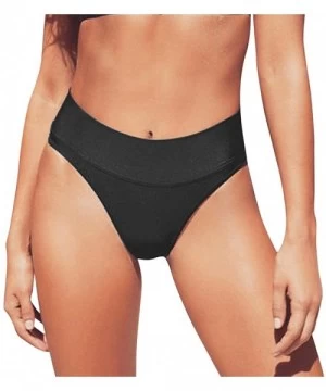 Bottoms Women Swimwear- Women Vintage High Waist Brazilian Bikini Bottom Briefs Beachwear- for Easter Day - Black - CL196RLR758