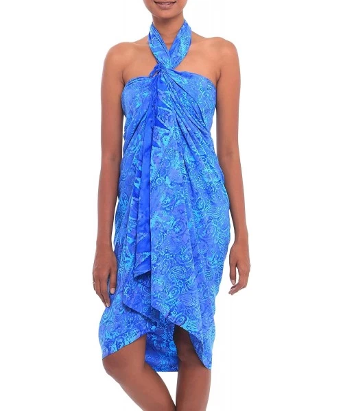 Cover-Ups Blue Batik 100% Rayon Sarong- Oceanic Paisleys' - CW18K28TUDI