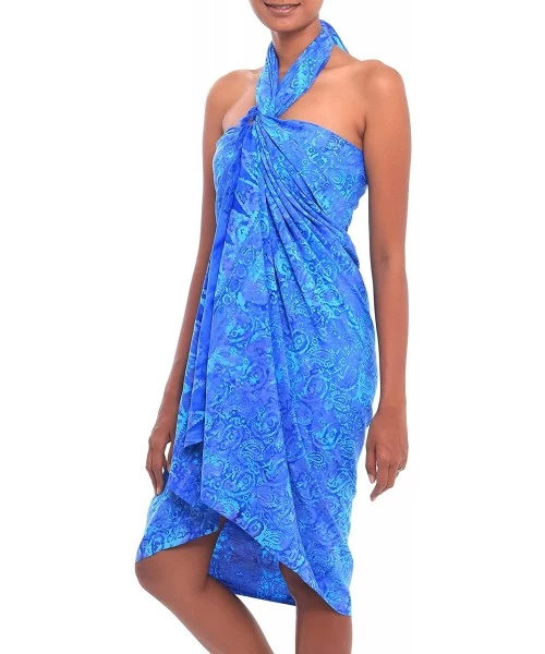 Cover-Ups Blue Batik 100% Rayon Sarong- Oceanic Paisleys' - CW18K28TUDI