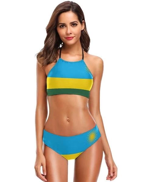 Sets Flag 2 PC Swimsuits Woman Bikini High Neck Swimwear S-3XL - Multi 14 - CT18NKHWD97