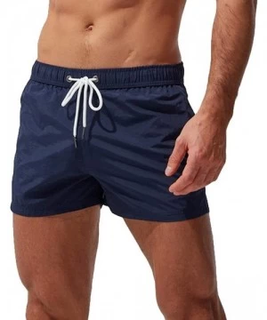 Board Shorts Fashion Men Breathable Trunks Pants Beach Print Running Swimming Shorts for Vacation - Navy - C2190U4R5SH