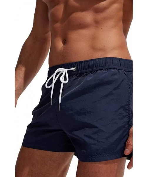 Board Shorts Fashion Men Breathable Trunks Pants Beach Print Running Swimming Shorts for Vacation - Navy - C2190U4R5SH