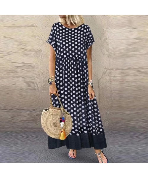 Rash Guards Women Plus Size Bohemian O-Neck Floral Print Vintage Sleeveless Long Maxi Dress - B-black - CN18W3N83AO