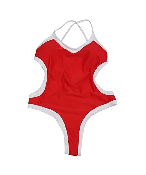 One-Pieces Women's Monokini One Piece Swimsuit Padded Bikini Swimming Suit - Red - CR12O64JYPS