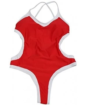 One-Pieces Women's Monokini One Piece Swimsuit Padded Bikini Swimming Suit - Red - CR12O64JYPS