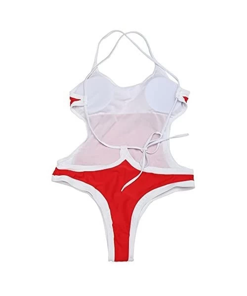 One-Pieces Women's Monokini One Piece Swimsuit Padded Bikini Swimming Suit - Red - CR12O64JYPS