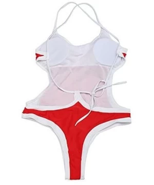 One-Pieces Women's Monokini One Piece Swimsuit Padded Bikini Swimming Suit - Red - CR12O64JYPS