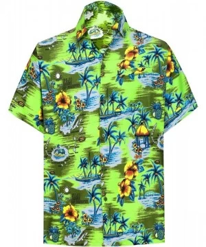 Cover-Ups Men's Funny Front Pocket Short Sleeve Hawaiian Shirt - Green_aa112 - C418ZIKS8Z6