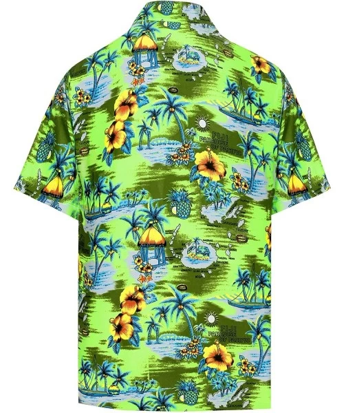 Cover-Ups Men's Funny Front Pocket Short Sleeve Hawaiian Shirt - Green_aa112 - C418ZIKS8Z6