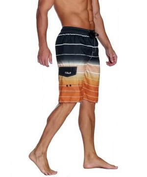 Trunks Men's Beachwear Summer Holiday Swim Trunks Quick Dry Striped - Orange - CA1843QUYLI