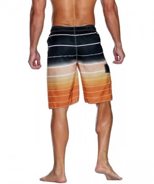 Trunks Men's Beachwear Summer Holiday Swim Trunks Quick Dry Striped - Orange - CA1843QUYLI